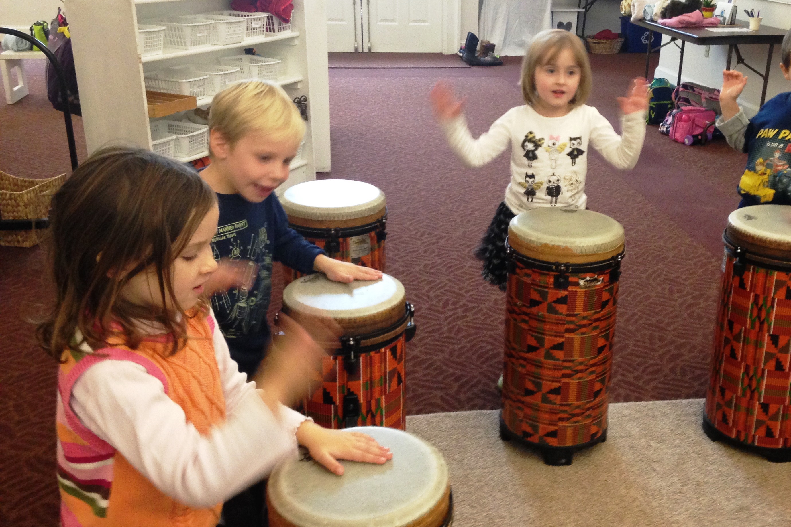 children drumming montessori preschool